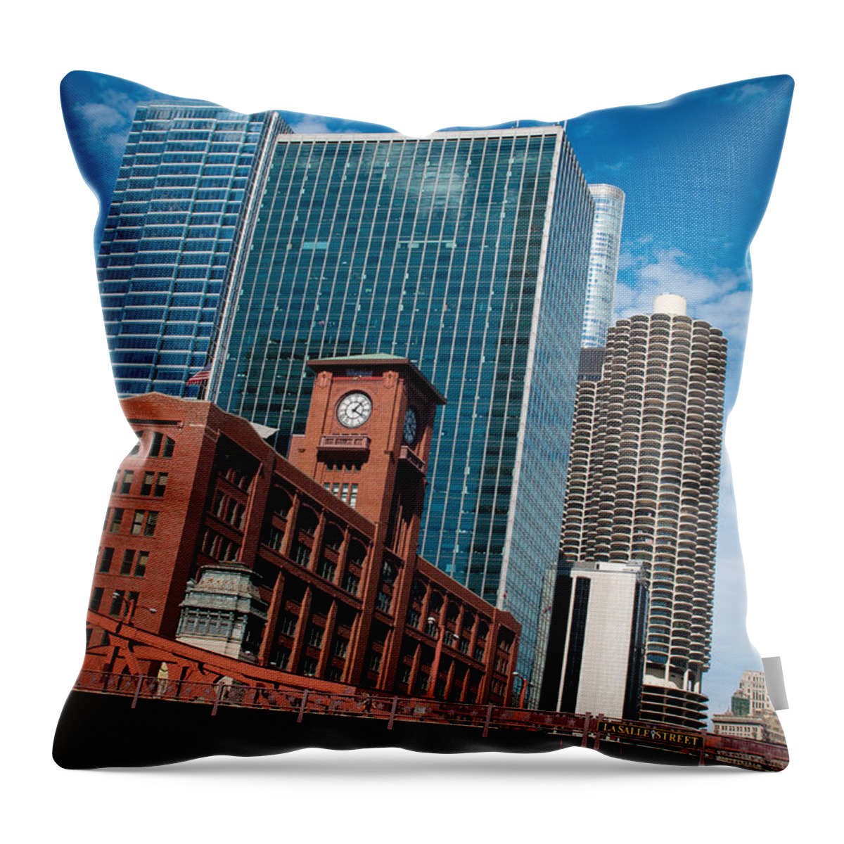 Park Towers Chicago Throw Pillow featuring the photograph Park Towers Chicago by Dejan Jovanovic