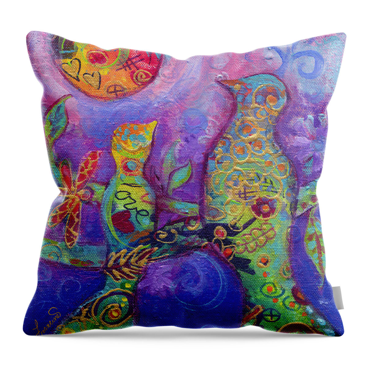 Acrylic Throw Pillow featuring the mixed media Pass the Wisdom Please by Francine Dufour Jones