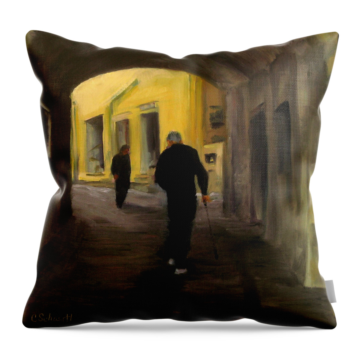 Tunnel Throw Pillow featuring the painting Passage by Connie Schaertl