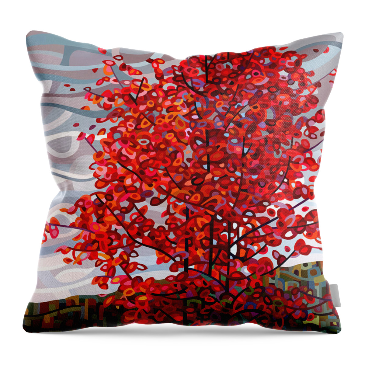 Landscape Throw Pillow featuring the painting Passing Storm by Mandy Budan