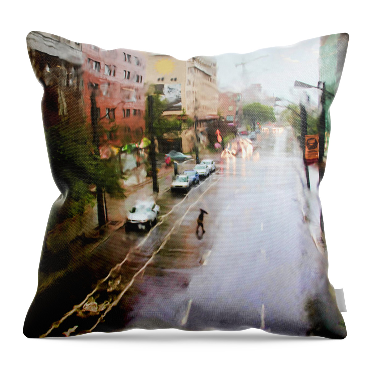 Street Throw Pillow featuring the photograph Pastel Drizzle by Aleksander Rotner