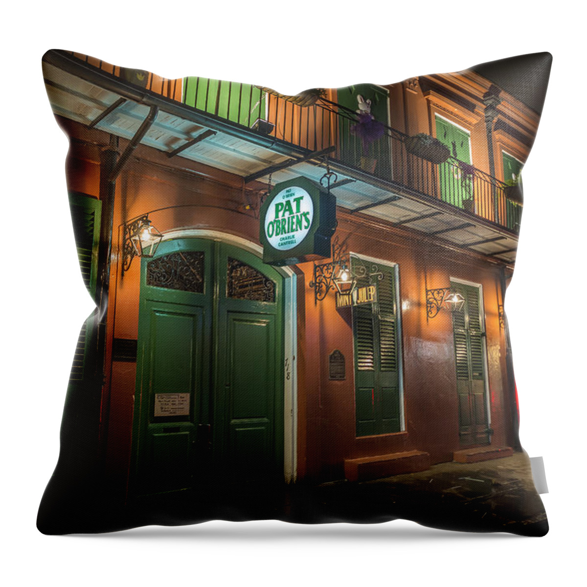 Pat O�brien�s Throw Pillow featuring the photograph Pat OBriens New Orleans by David Morefield