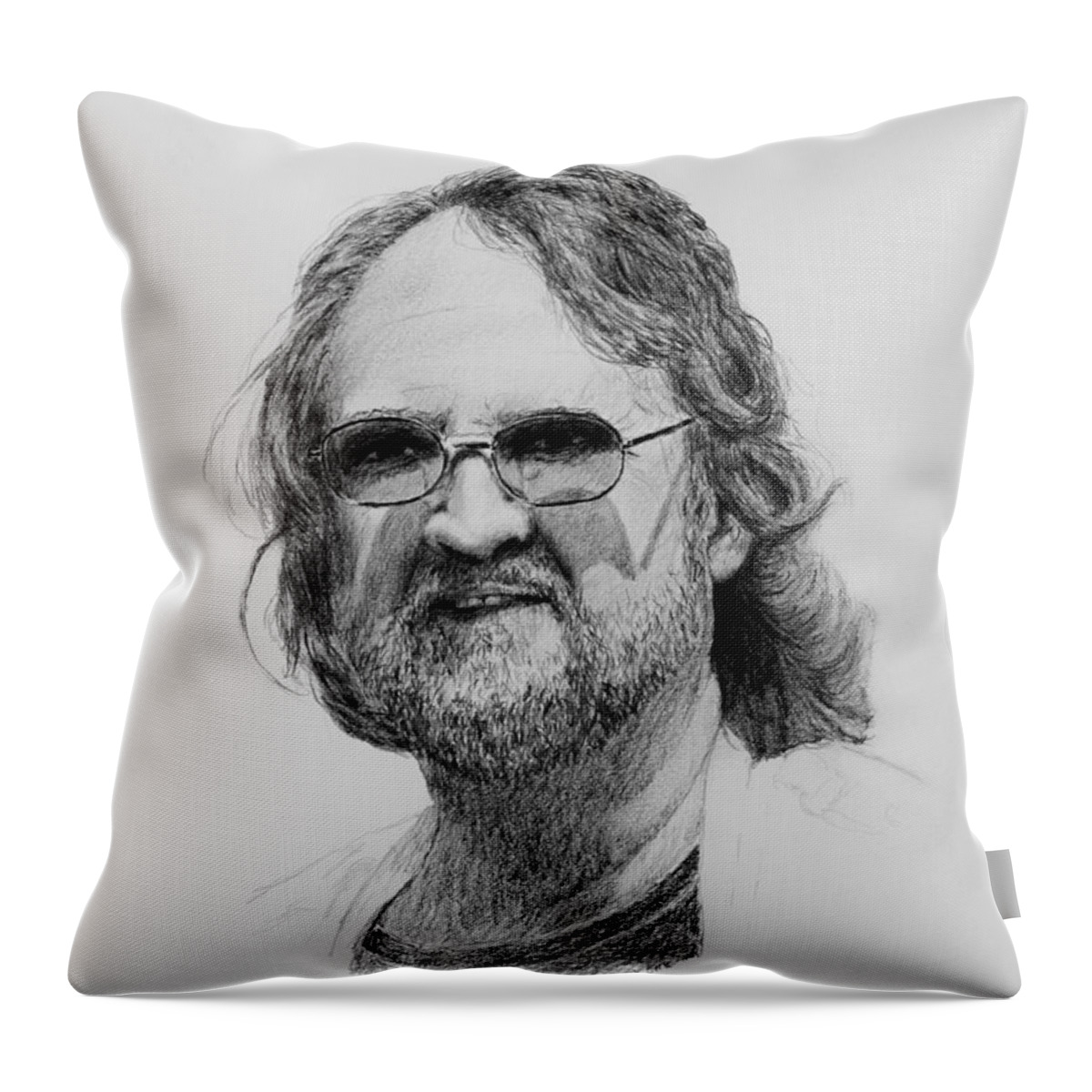 Portrait Throw Pillow featuring the drawing Paul Rebmann by Daniel Reed