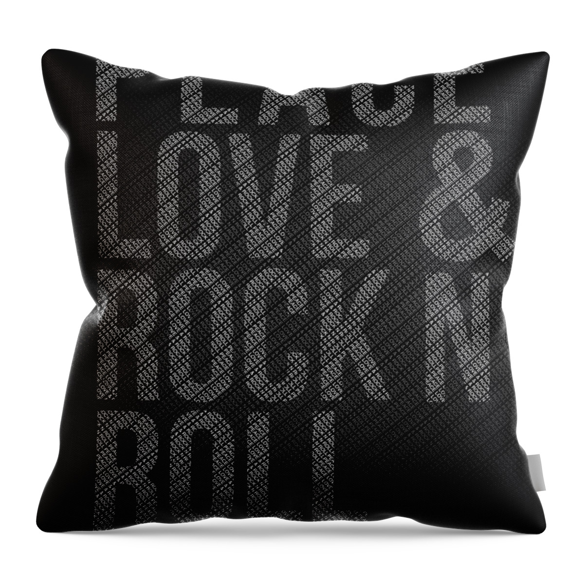  Throw Pillow featuring the digital art Peace Love and Rock N Roll Poster by Naxart Studio