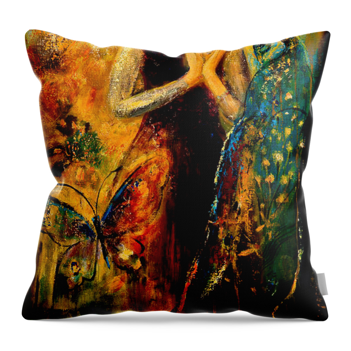 Faerie Throw Pillow featuring the painting Peace by Shijun Munns