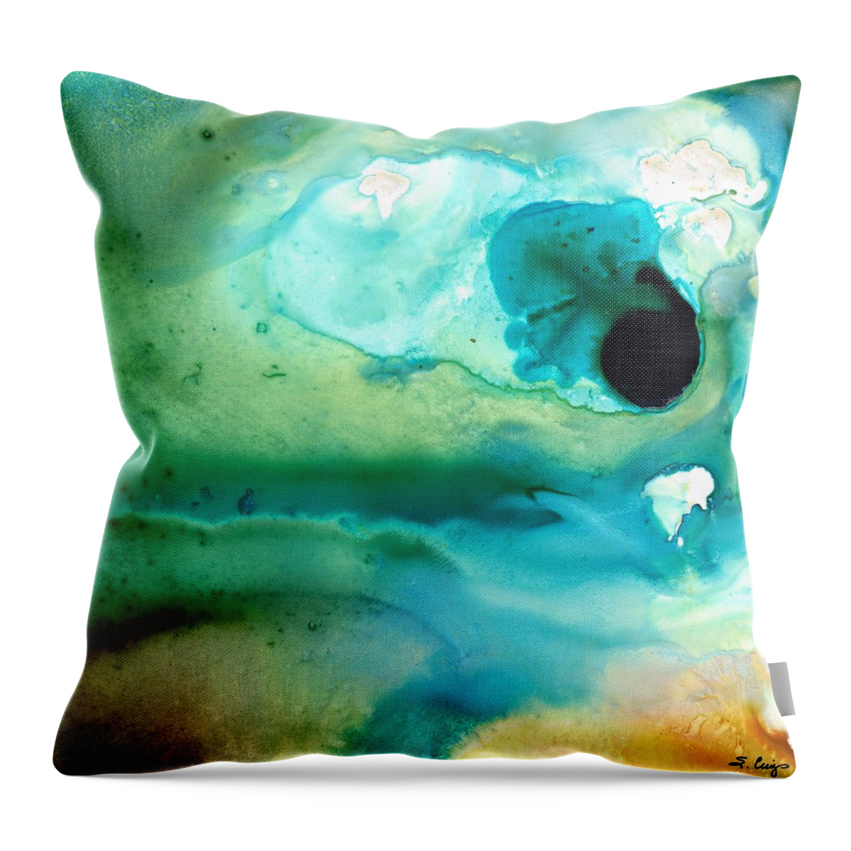 Abstract Throw Pillow featuring the painting Peaceful Understanding by Sharon Cummings