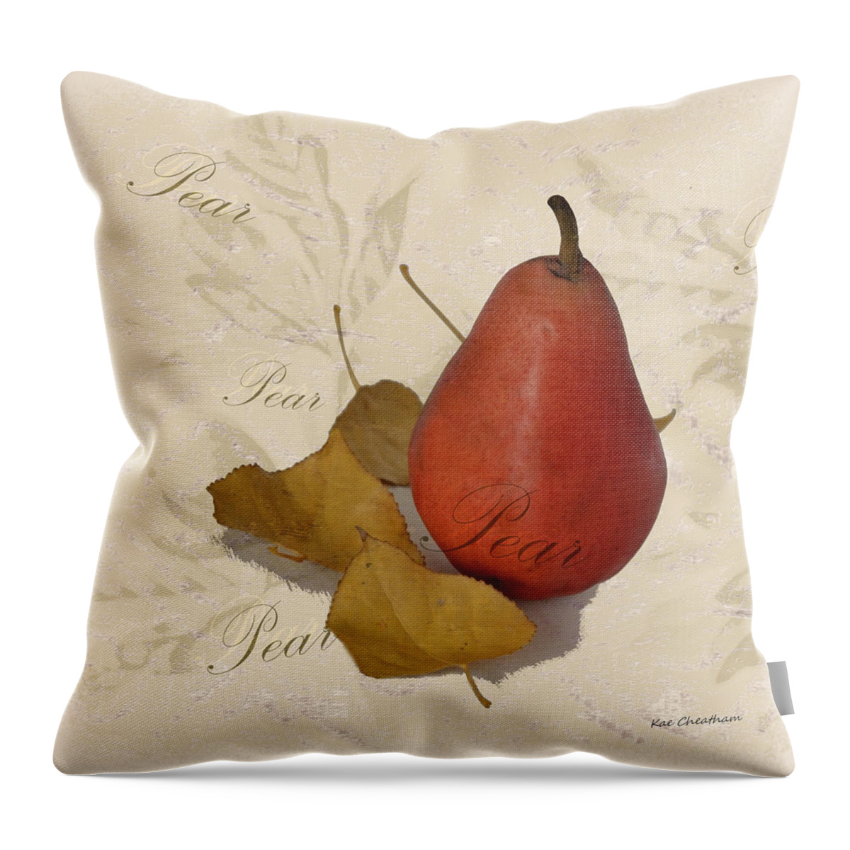 Pear Throw Pillow featuring the digital art Pear Square by Kae Cheatham