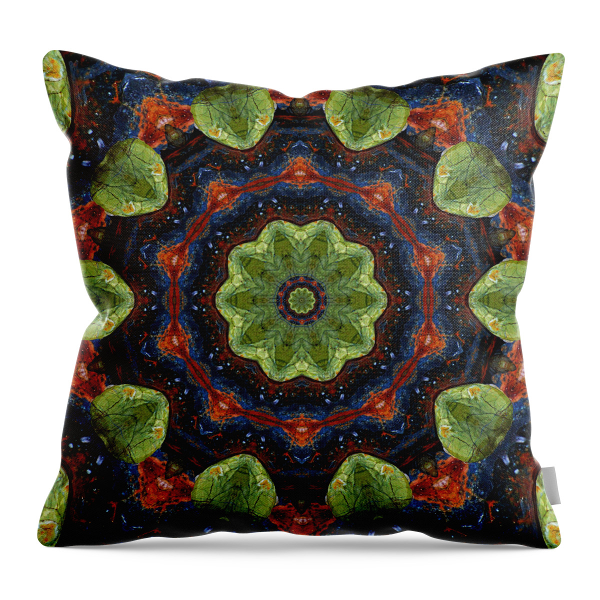 Colorful Throw Pillow featuring the digital art Pebble Mandala by Deborah Smith