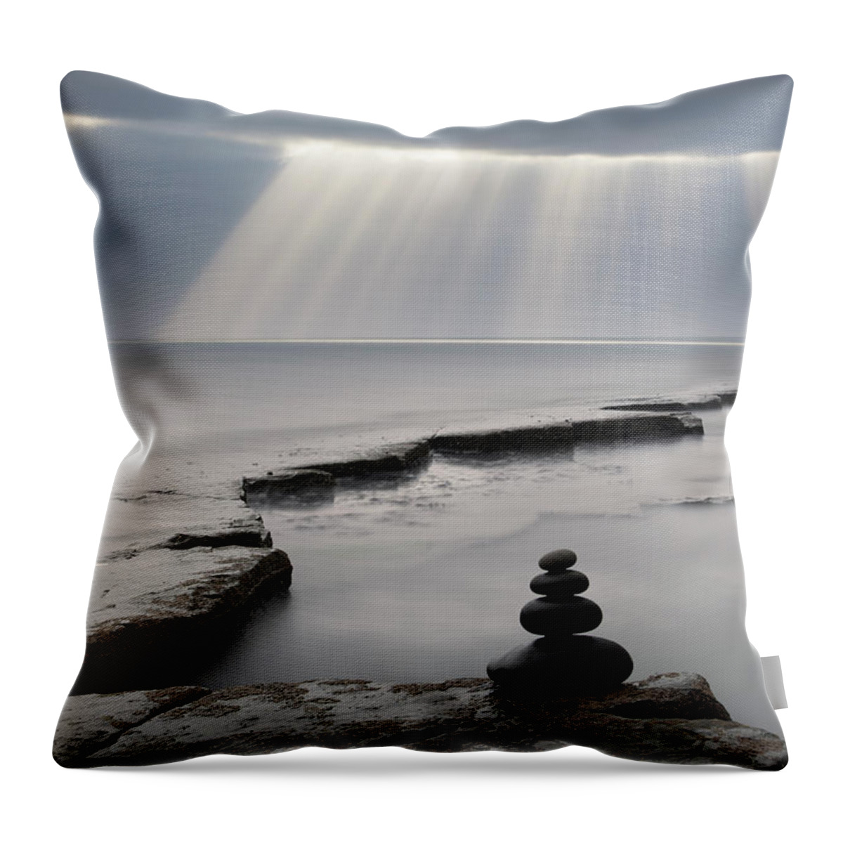 Tranquility Throw Pillow featuring the photograph Pebbles, Kimmeridge Bay, Dorset, Uk by Travelpix Ltd