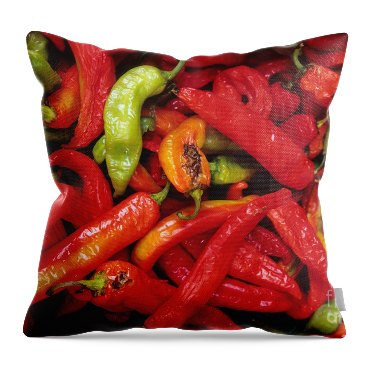 Peppers Throw Pillow featuring the photograph Peppers At Street Market by William H. Mullins