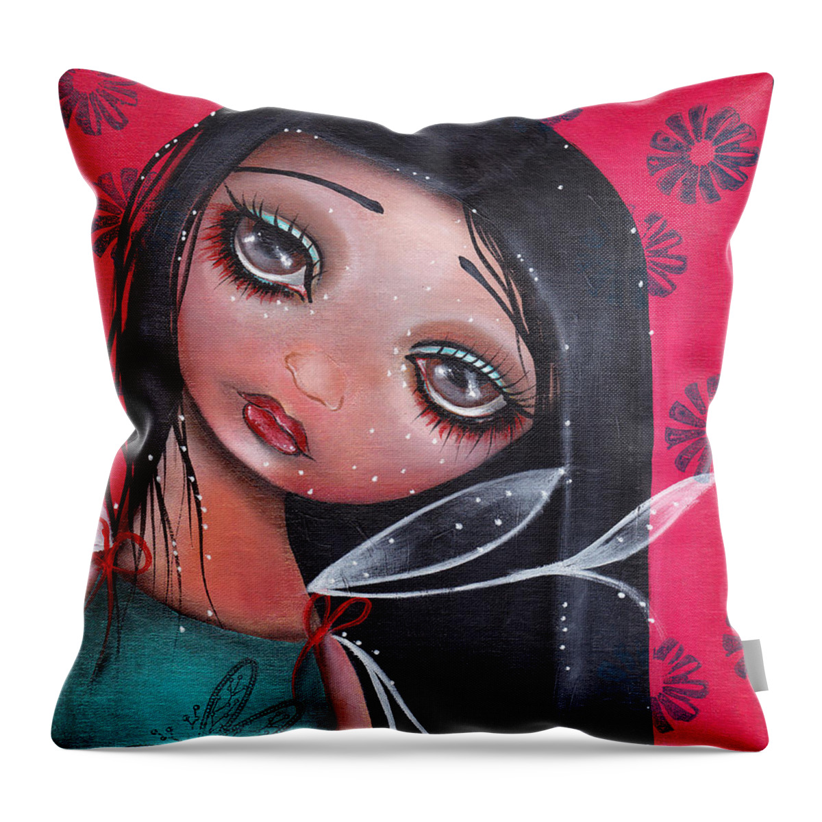 Fairy Throw Pillow featuring the painting Perla by Abril Andrade