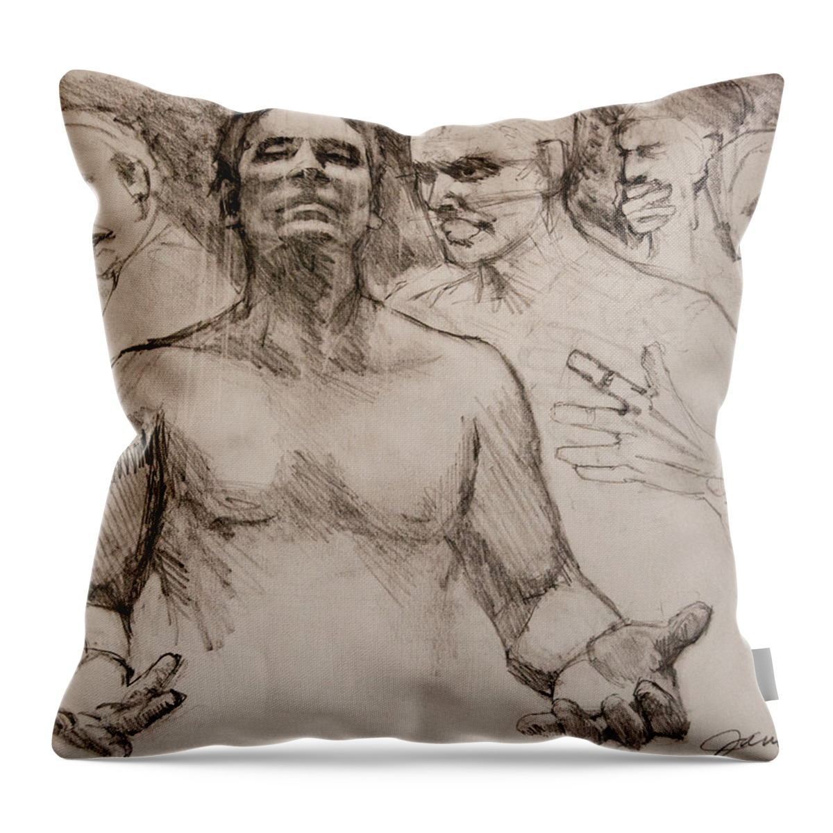 People Throw Pillow featuring the drawing Persecution Sketch by Jani Freimann