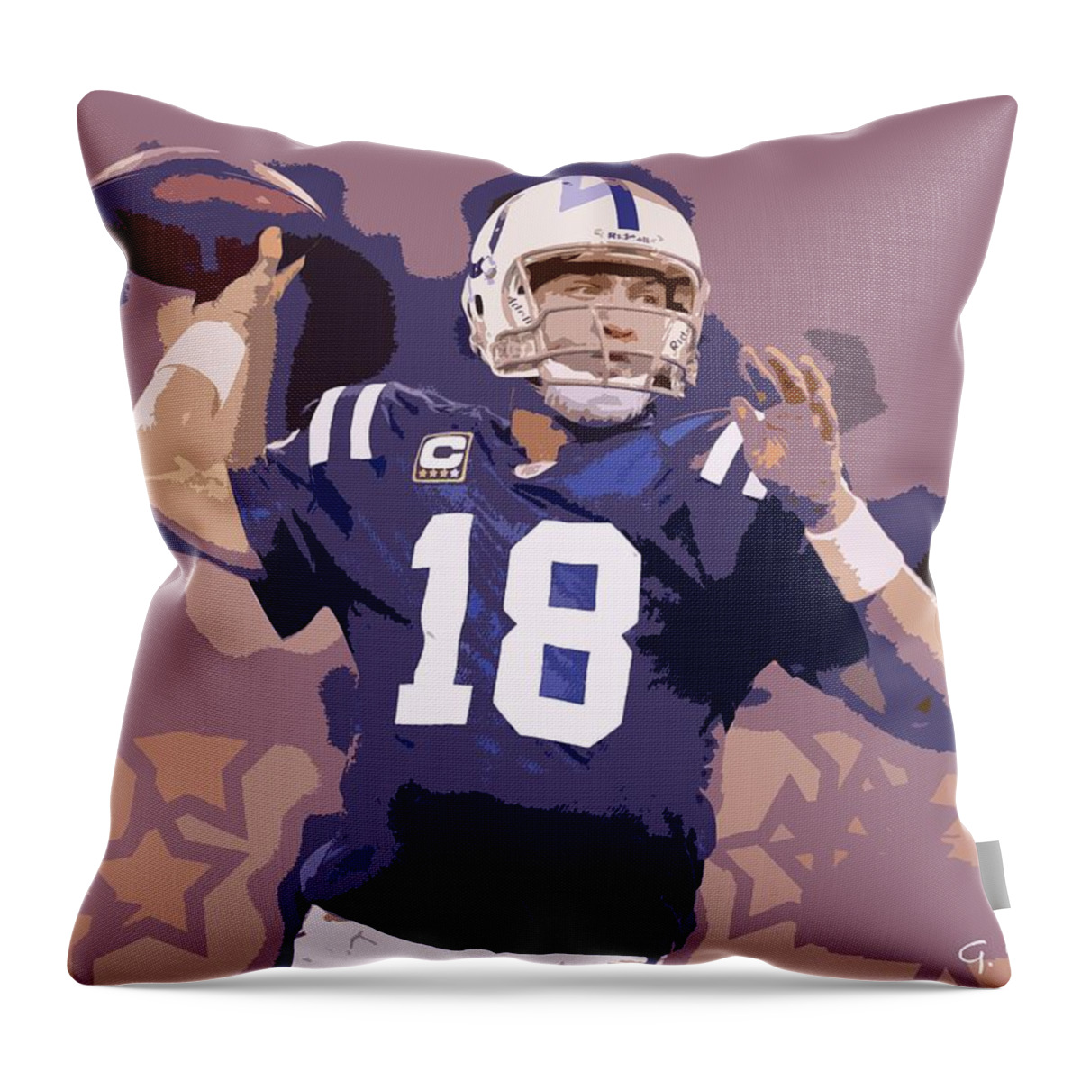 Peyton Manning Throw Pillow featuring the photograph Peyton Manning Abstract Number 2 by George Pedro