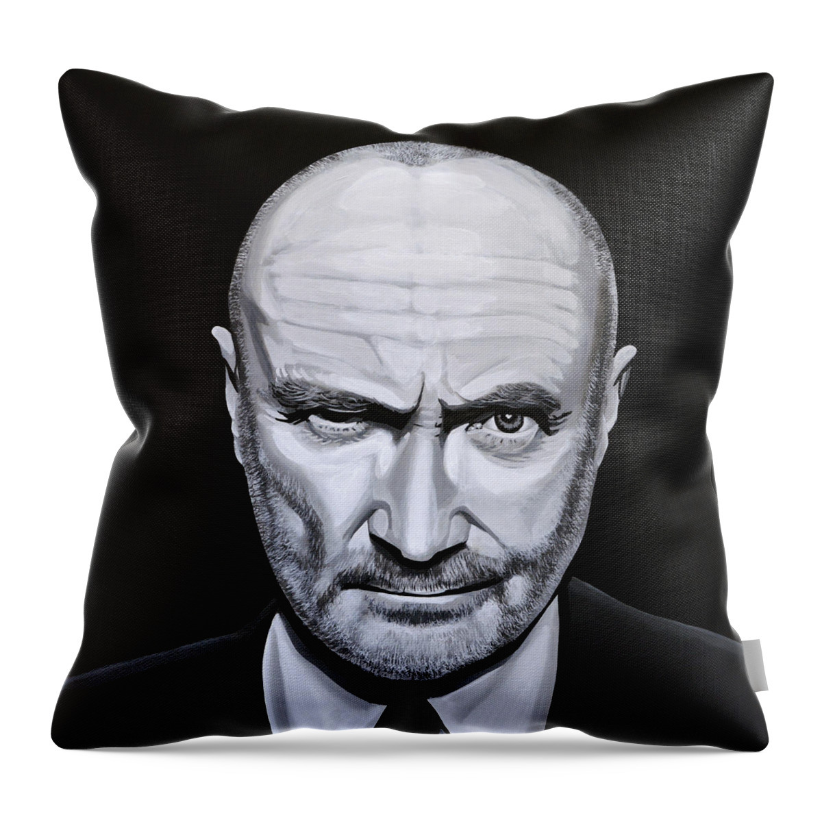 Phil Collins Throw Pillow featuring the painting Phil Collins by Paul Meijering