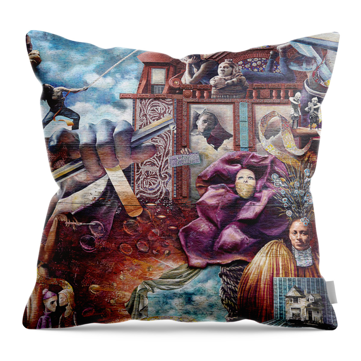 Richard Reeve Throw Pillow featuring the photograph Philadelphia - Theater of Life Mural by Richard Reeve