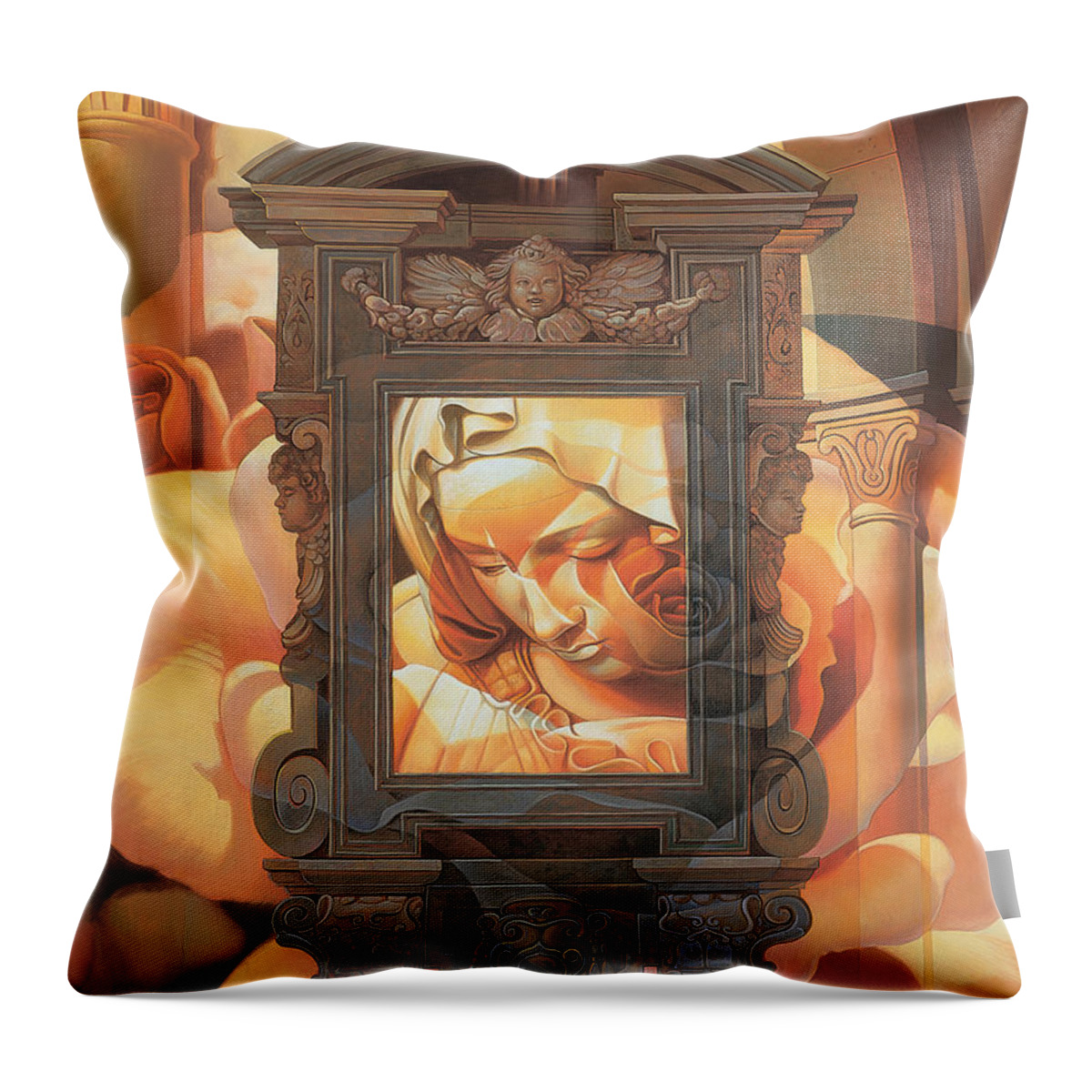 Conceptual Throw Pillow featuring the painting Pieta by Mia Tavonatti