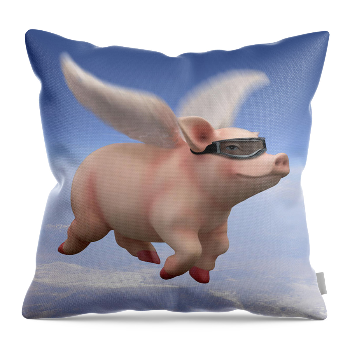 Pigs Fly Throw Pillow featuring the photograph Pigs Fly by Mike McGlothlen