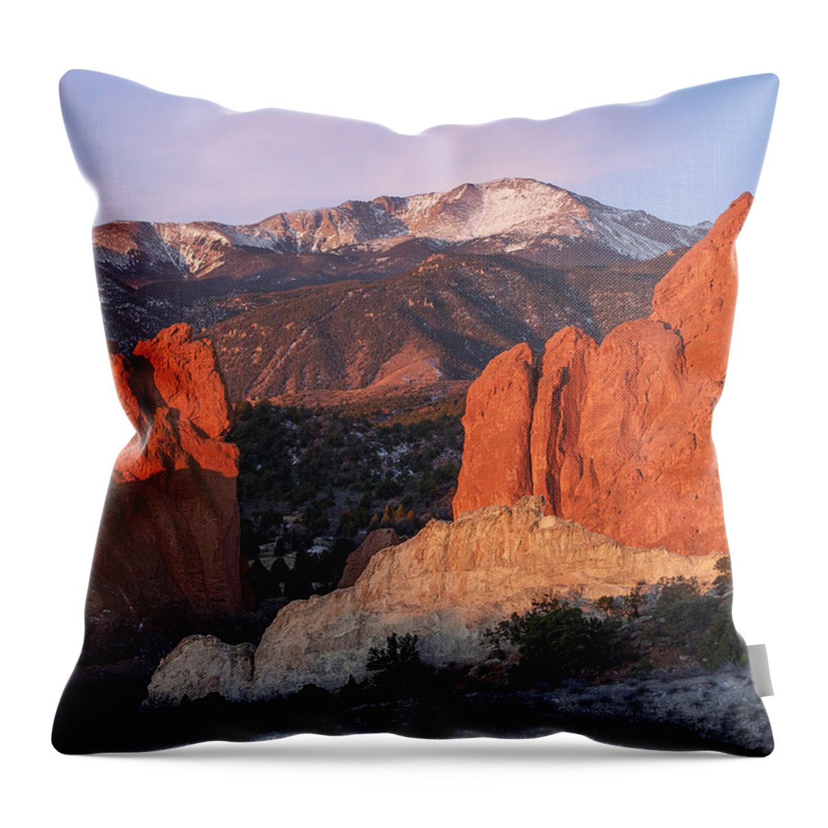 Pikes Throw Pillow featuring the photograph Pikes Peak Sunrise by Aaron Spong