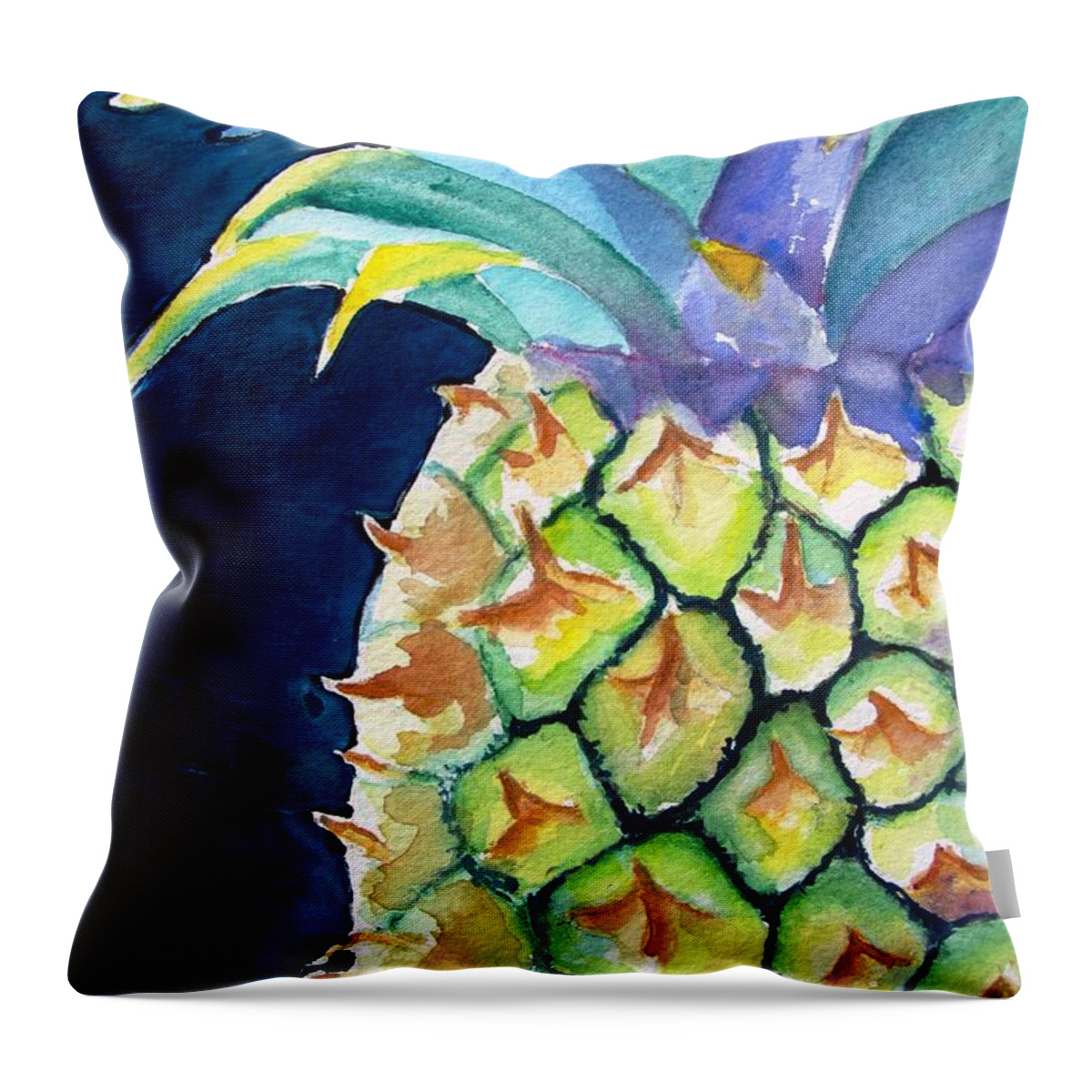 Pineapple Throw Pillow featuring the painting Pineapple by Carlin Blahnik CarlinArtWatercolor