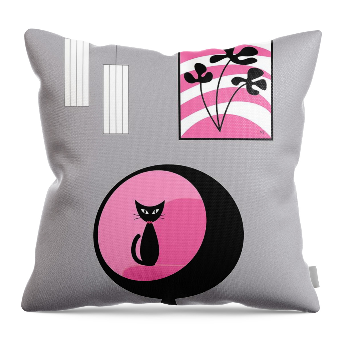 Pink Throw Pillow featuring the digital art Pink 3 on Gray by Donna Mibus