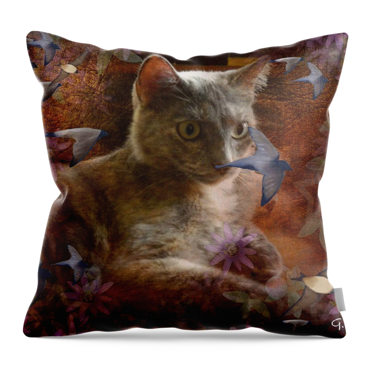 Cat Throw Pillow featuring the photograph Pinky's Dream by George Pedro