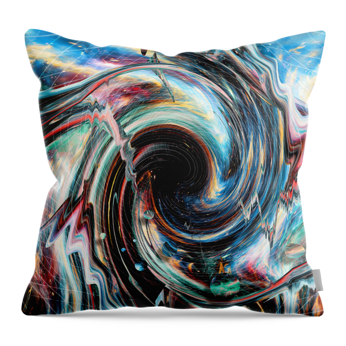 Trippy Throw Pillow featuring the digital art Pipe Dream by Nicebleed 