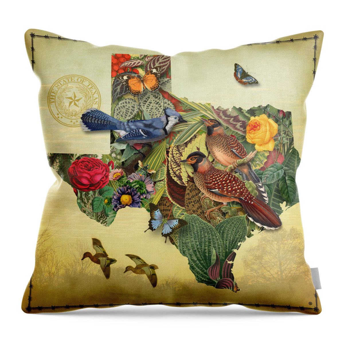 Maps Throw Pillow featuring the painting Nature Map of Texas by Gary Grayson