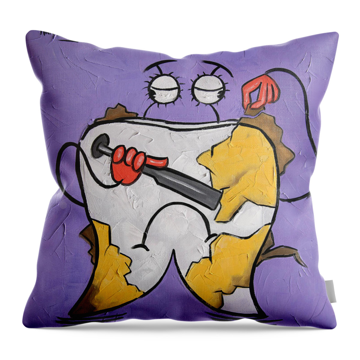 Plaque Tooth Throw Pillow featuring the painting Plaque Tooth by Anthony Falbo