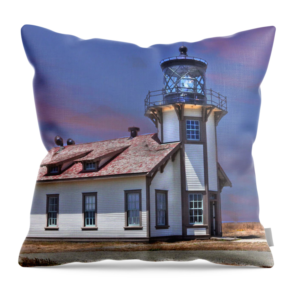 Lighthouse Throw Pillow featuring the photograph Point Cabrillo by Kandy Hurley