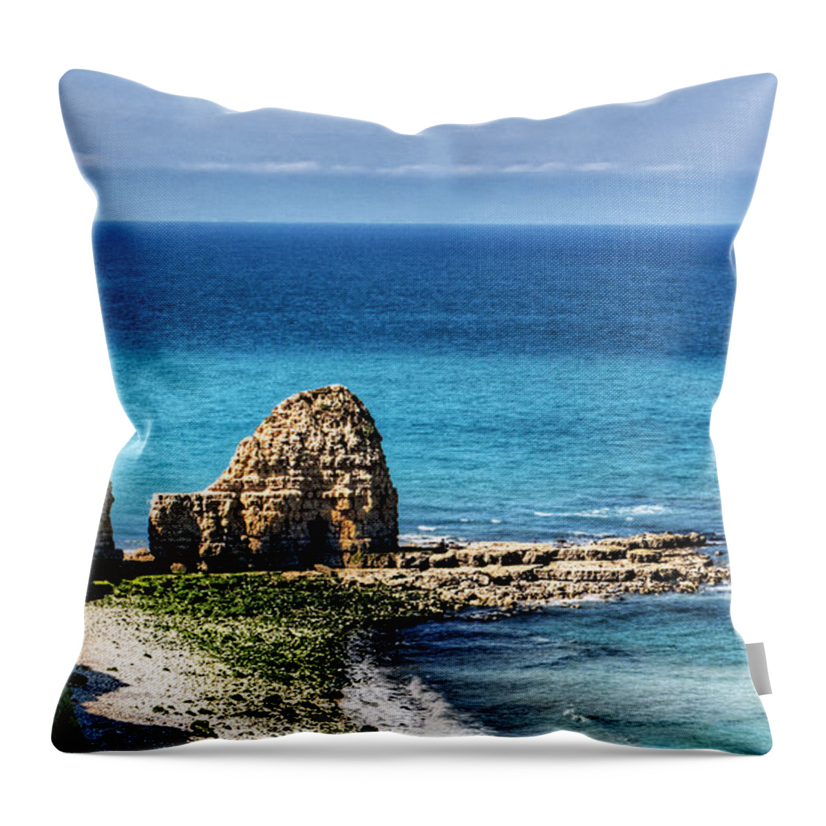 Pointe Du Hoc Throw Pillow featuring the photograph Pointe du Hoc by Weston Westmoreland