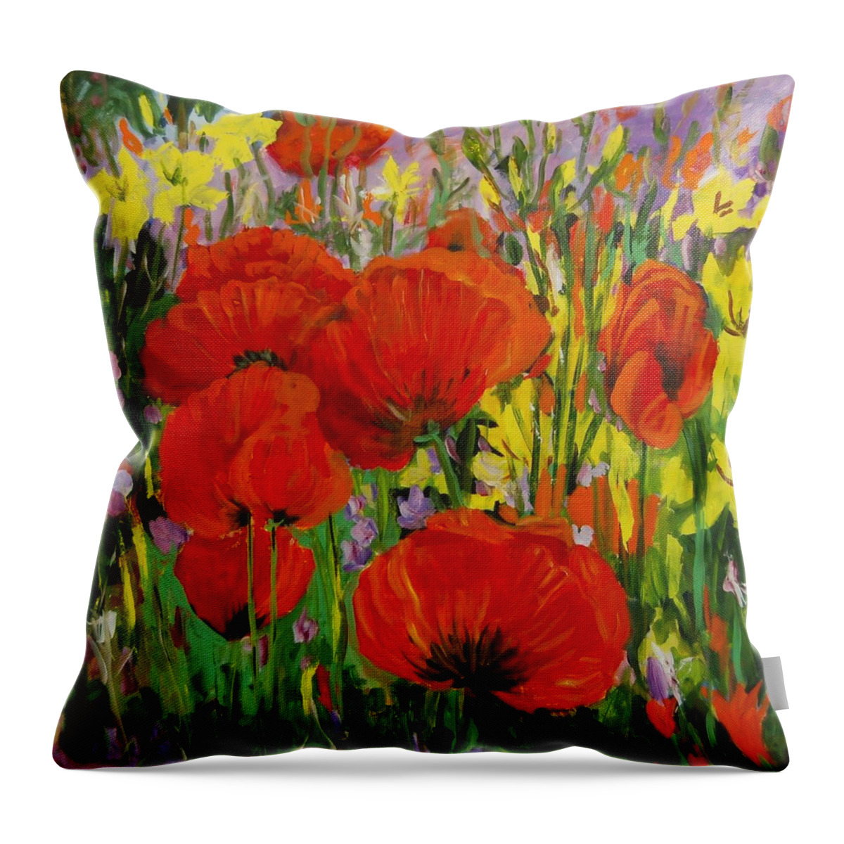 Ingrid Dohm Throw Pillow featuring the painting Poppies by Ingrid Dohm