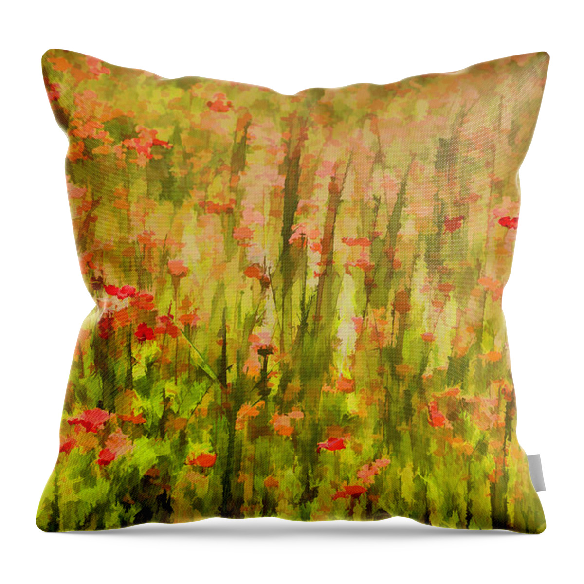Flowers Meadow Throw Pillow featuring the painting Poppies of Tuscany II by David Letts