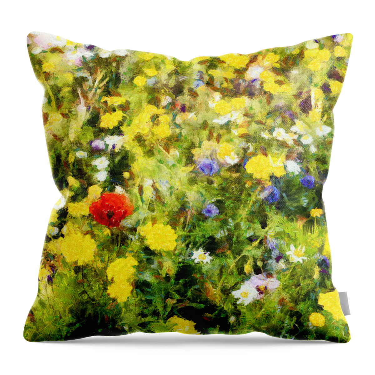 Poppy Throw Pillow featuring the photograph Poppy in wildflowers by Nigel R Bell