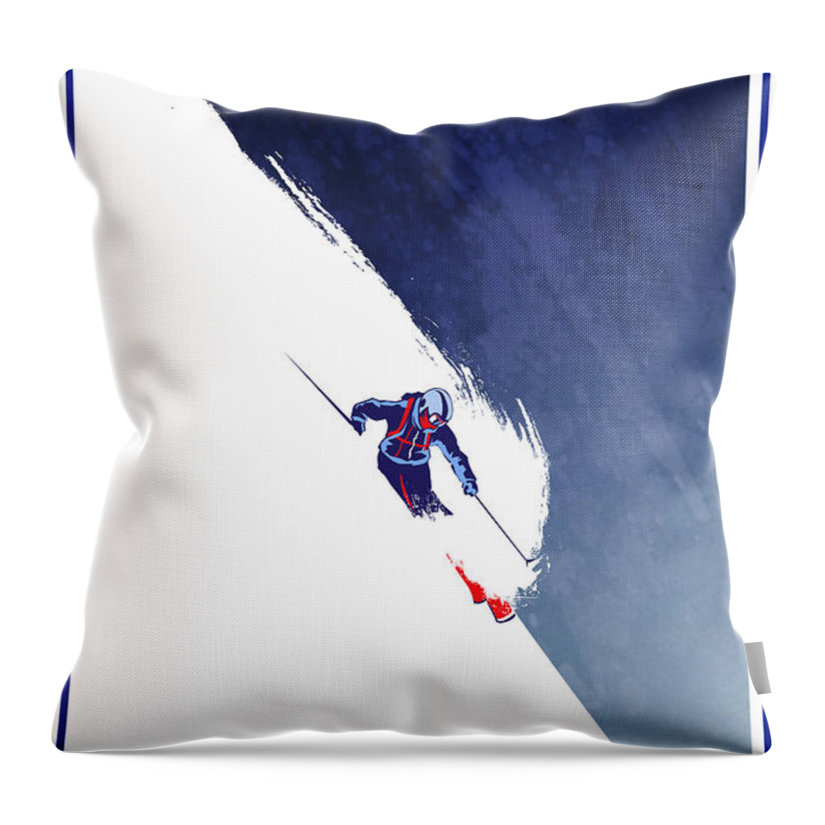 Ski Throw Pillow featuring the painting Powder to the People by Sassan Filsoof