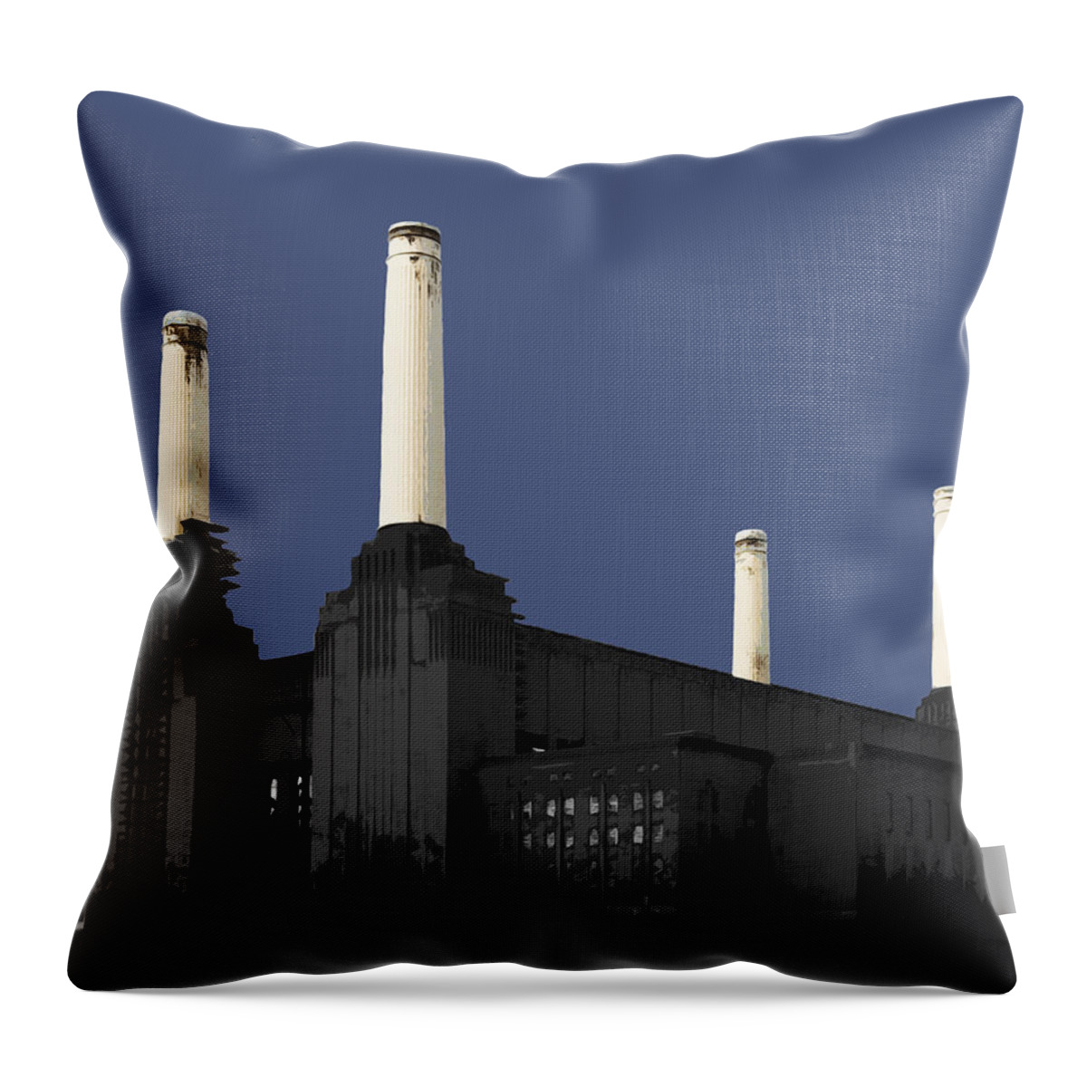Battersea Throw Pillow featuring the mixed media Power - New BLUE by Big Fat Arts