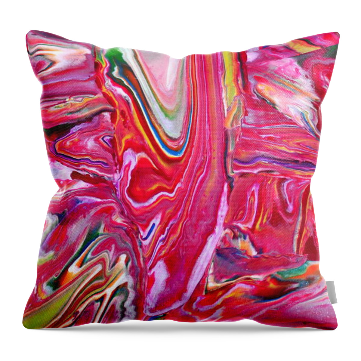 Abstract Throw Pillow featuring the mixed media Pretty in Pink by Deborah Stanley