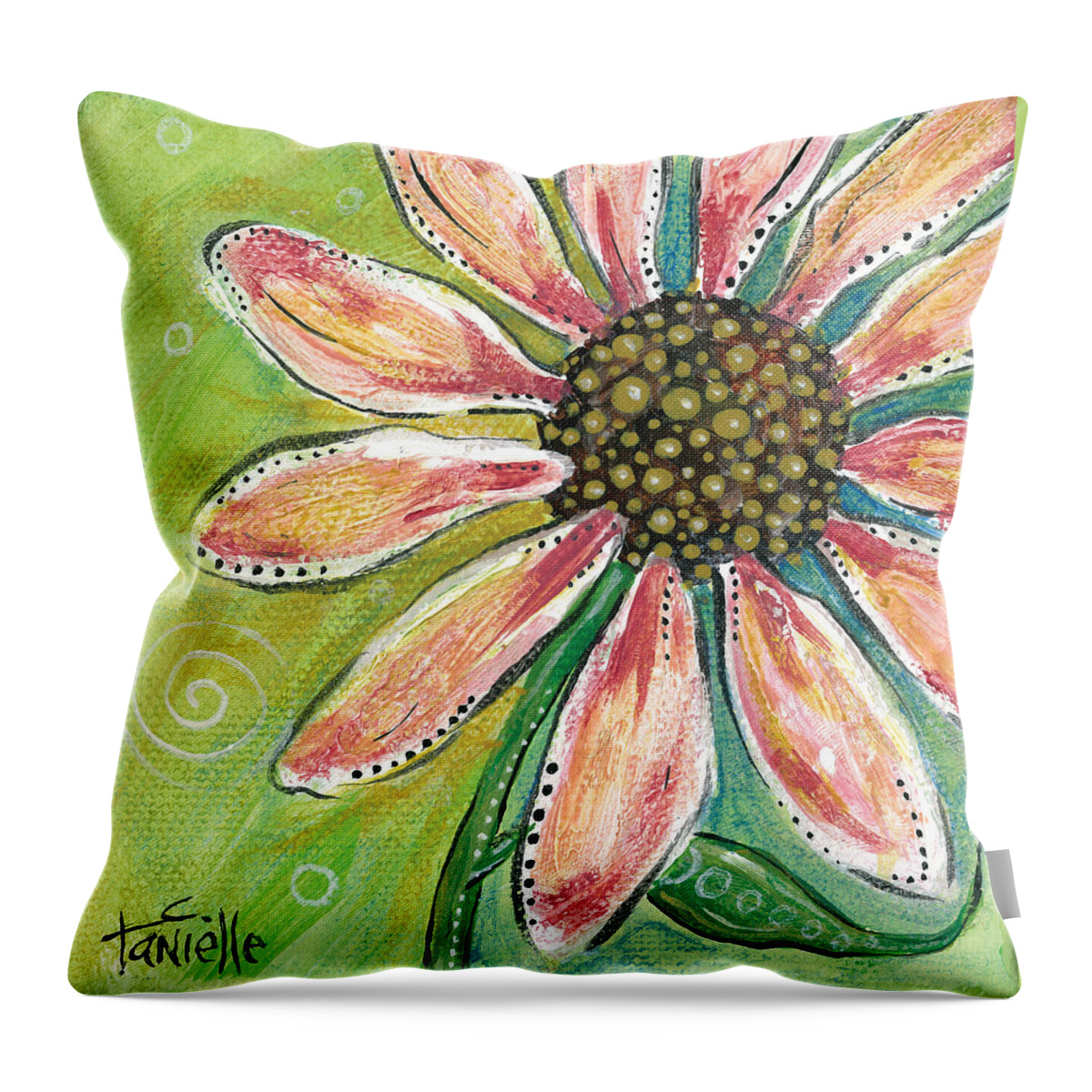 Floral Throw Pillow featuring the painting Pretty in Pink by Tanielle Childers