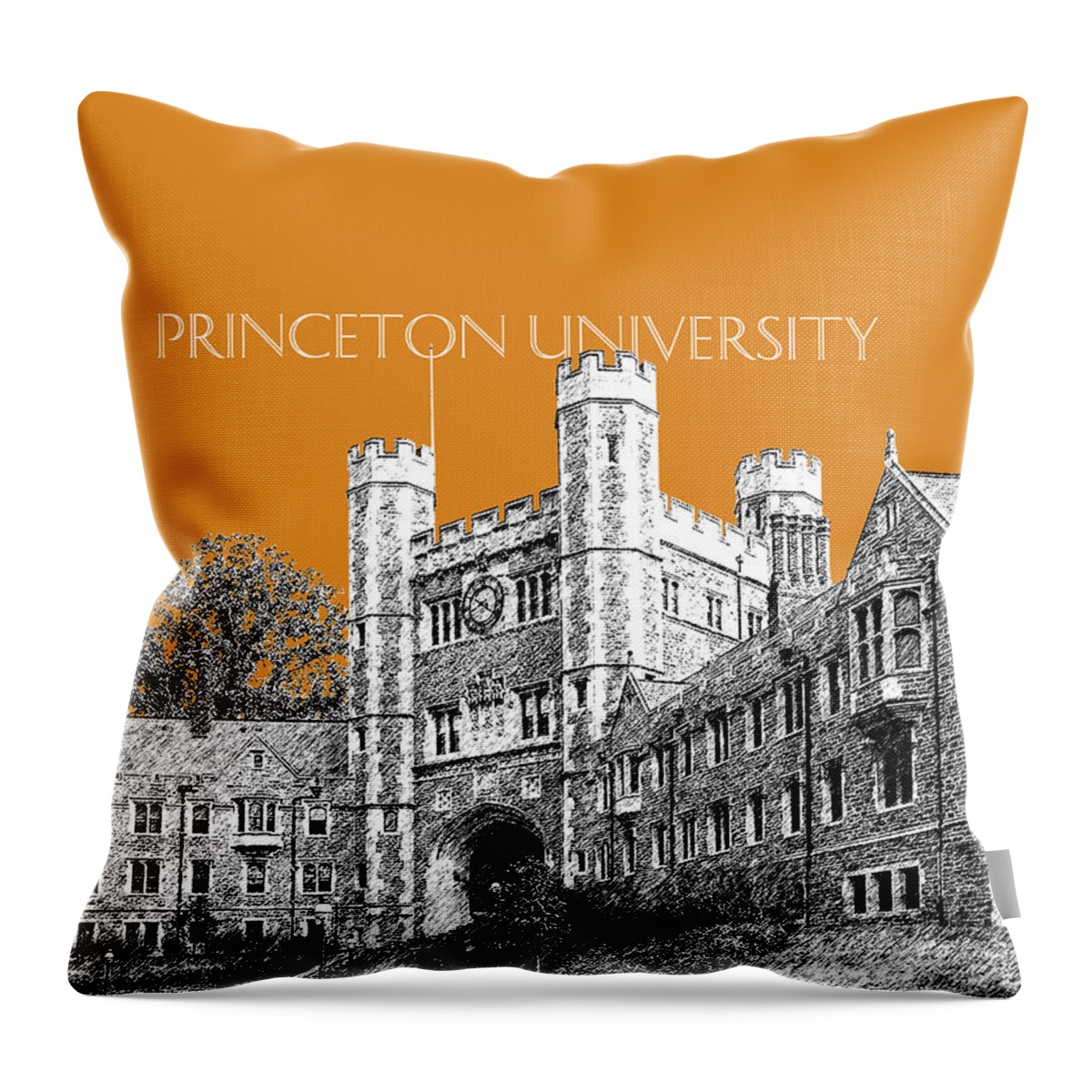 University Throw Pillow featuring the digital art Princeton University - Dark Orange by DB Artist
