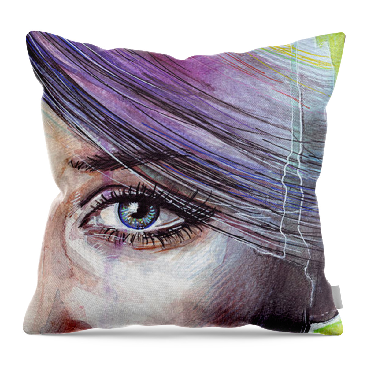 Watercolor Painting Throw Pillow featuring the painting Prismatic Visions by Olga Shvartsur