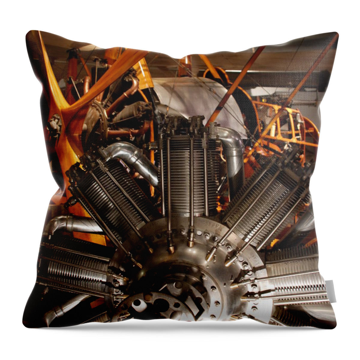 Planes Throw Pillow featuring the photograph Prop Plane Engine Illuminated by Kenny Glover