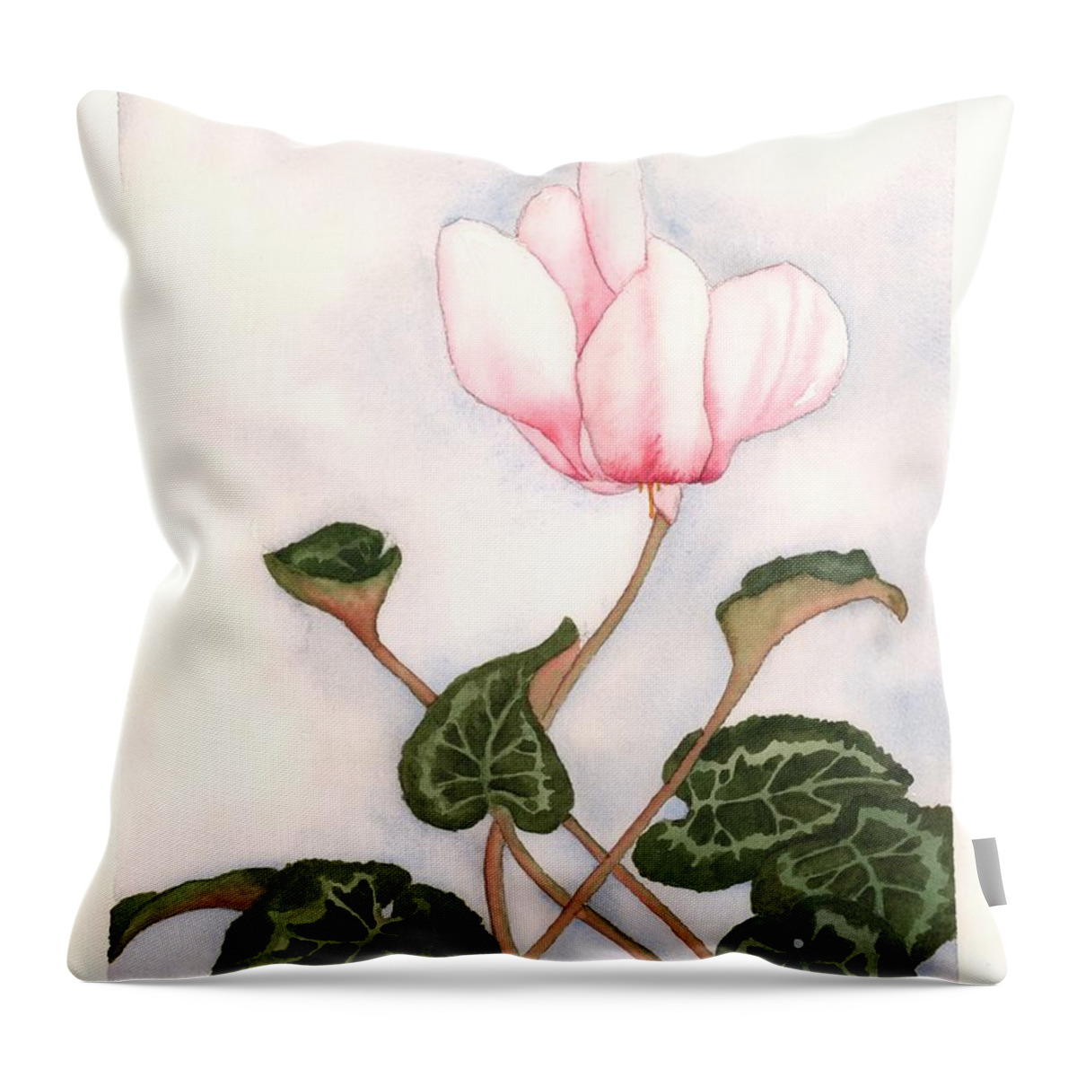 Cyclamen Throw Pillow featuring the painting Proud Mary by Hilda Wagner