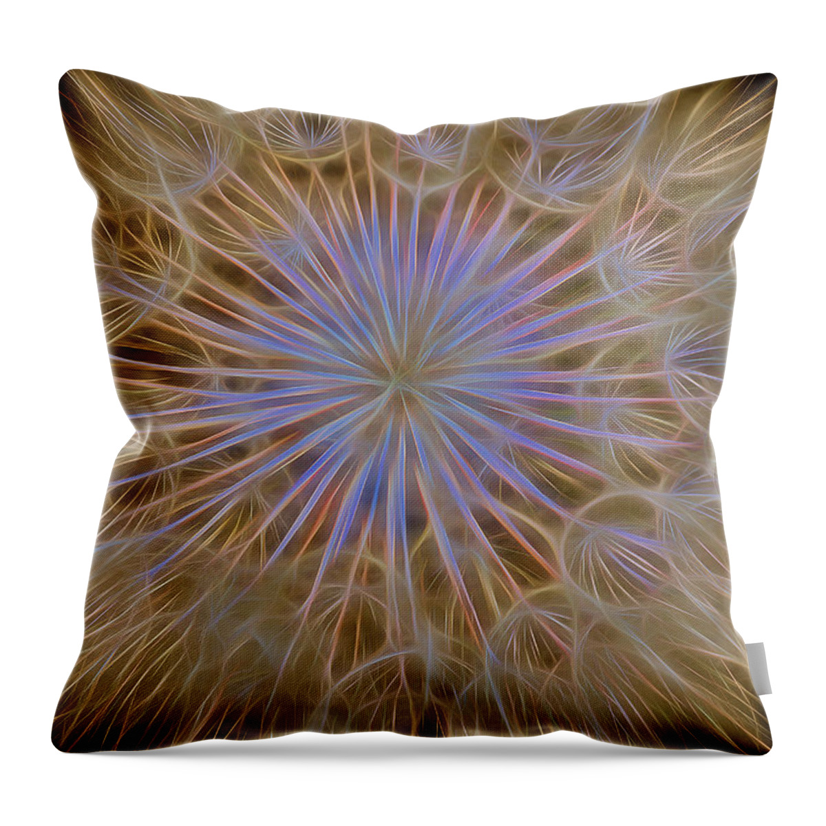 Dandelion Throw Pillow featuring the photograph Psychedelic Dandelion Art by James BO Insogna