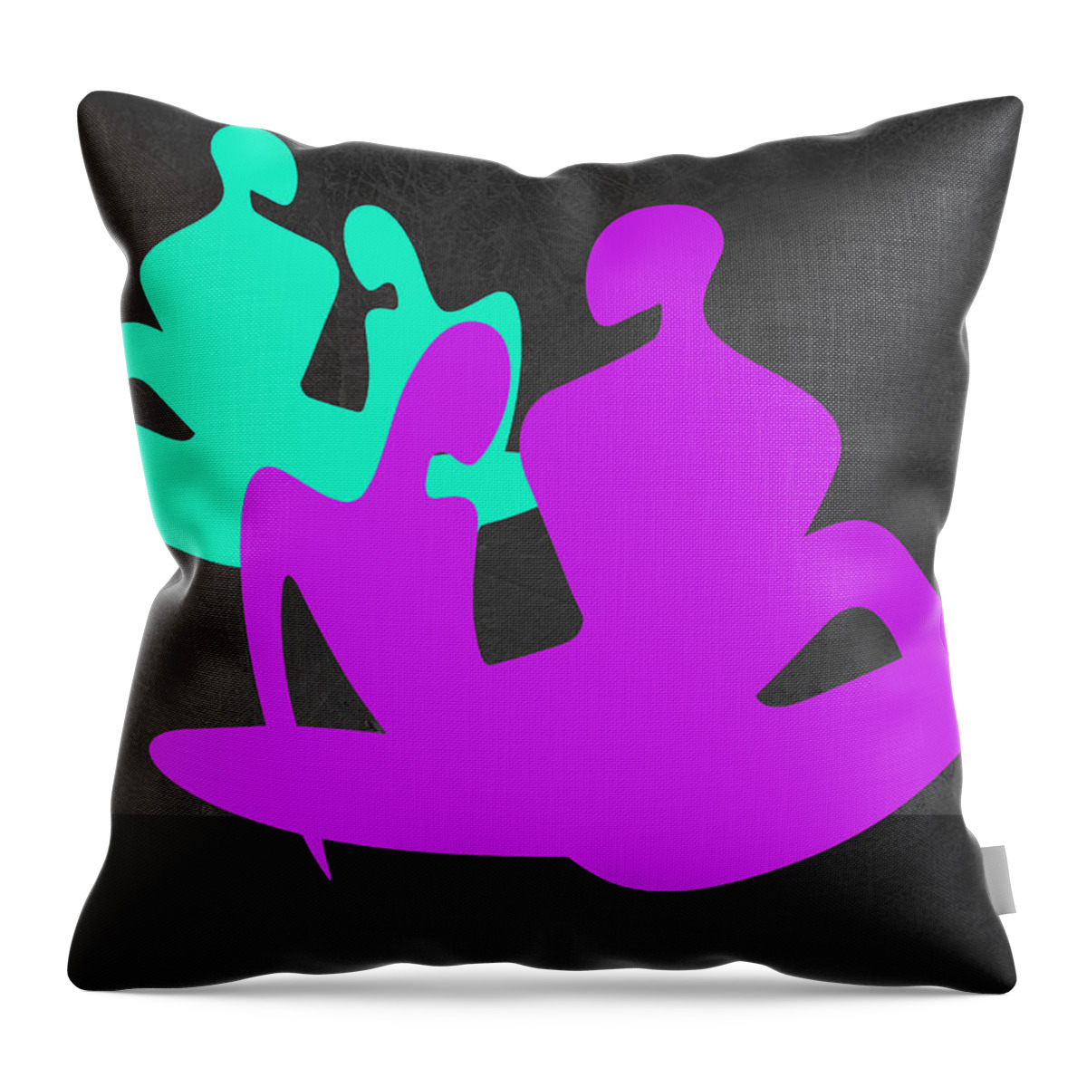 Abstract Throw Pillow featuring the painting Purple and Blue Couples by Naxart Studio