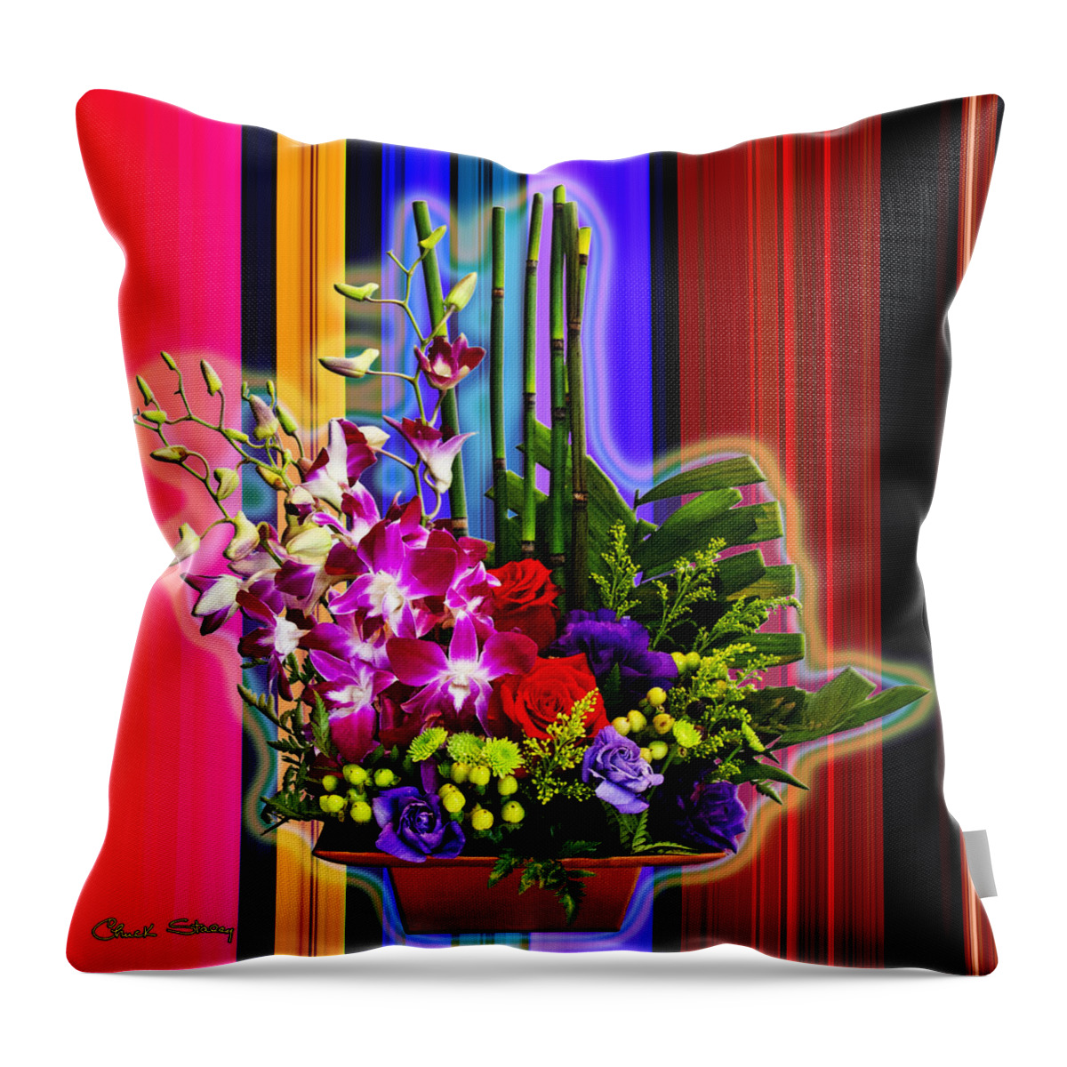 Abstract Extractions Throw Pillow featuring the photograph Purple Lady Flowers by Chuck Staley