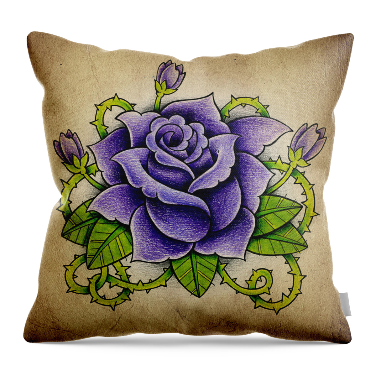 Tattoo Throw Pillow featuring the photograph Purple Rose by Samuel Whitton
