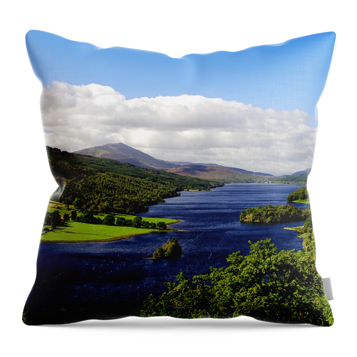 Scotland Throw Pillow featuring the photograph Queen's View in Scotland by Jason Politte