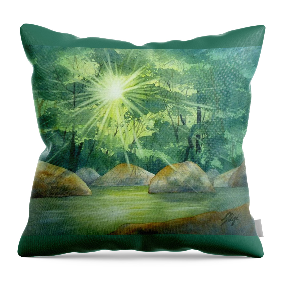 Sun Throw Pillow featuring the painting Radiant Recess by Gigi Dequanne