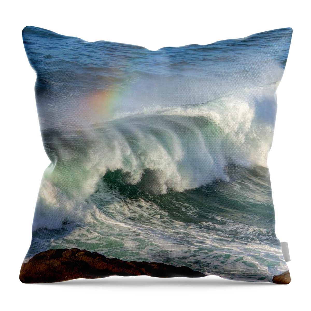Breakers Throw Pillow featuring the photograph Rainbow Breakers 0071 by Kristina Rinell