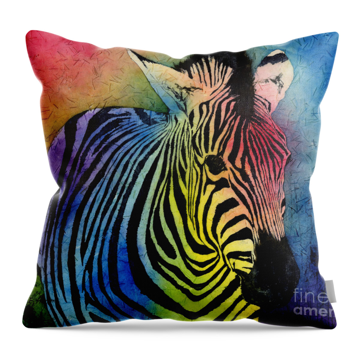 Zebra Throw Pillow featuring the painting Rainbow Zebra by Hailey E Herrera