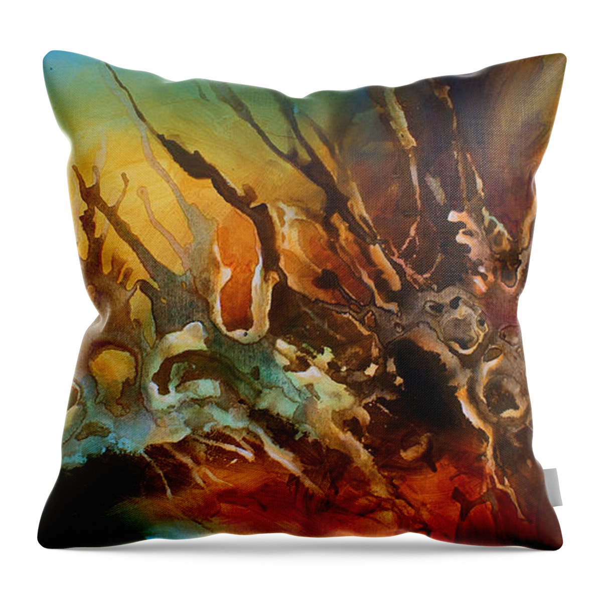 Abstract Throw Pillow featuring the painting 'Random Search' by Michael Lang